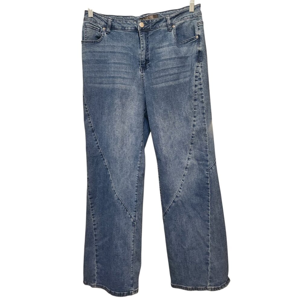 Alivia Ford Seam Detailed Wide Leg Jeans Size 14W